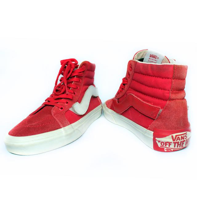 Vans ผ้าใบหุ้มข้อมือสอง สีแดง ลายด้านข้างถอดได้ สภาพเหมือนใหม่ ส่งฟรี! 7