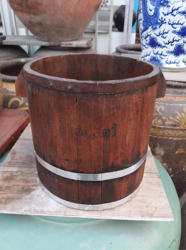 ถังไม้ตวงข้าวสาร ถังข้าวสารโบราณ ขนาด10ลิตร หูจับด้านนอก