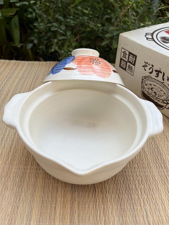 หม้อดินเผาญี่ปุ่น (หม้อนาเบะ) วาดลายพู่กัน มือสองสภาพดี รูปที่ 3