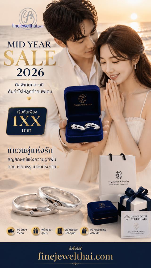 Finejewelthai MID YEAR SALE เครื่องประดับแท้ แหวนคู่รัก เพชรสังเคราะห์