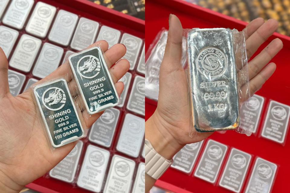 แท่งเงิน 999.9 แบรนด์ Shining Gold จากห้างทองหลีเต้ง ตะกั่วป่า พังงา ของแท้ มาตรฐานสูง เหมาะสำหรับสะสมและลงทุน