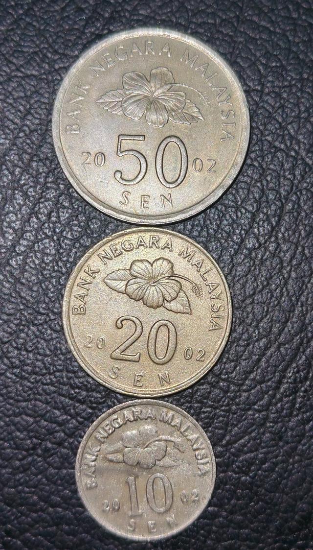 เหรียญ​มาเลเซีย​2002,3เหรียญ, 50,20,10​เซนต์​