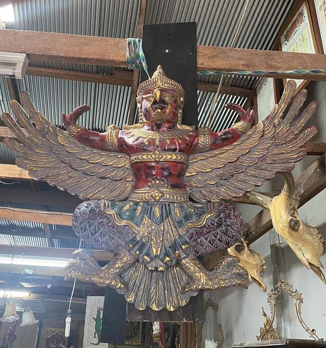 ครุฑไม้สัก องค์ใหญ่ ขนาด1เมตร ครุฑไม้แกะสลัก