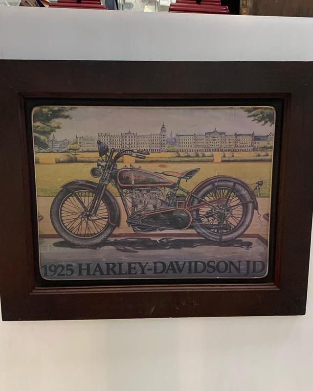 ภาพพิมพ์บนแผ่นไม้ Harler Davidson กรอบไม้ 3