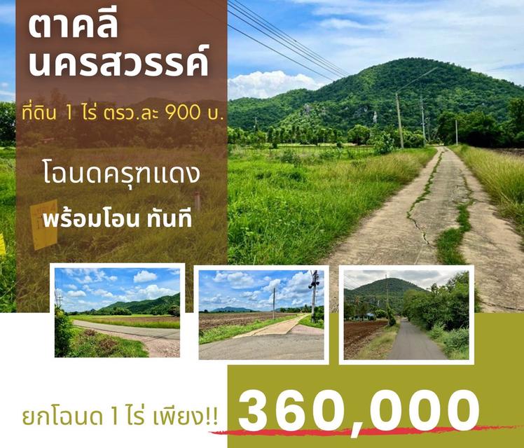 ที่ดิน นครสวรรค์ ไร่ละ 360,000 บาท สด ผ่อนได้  1