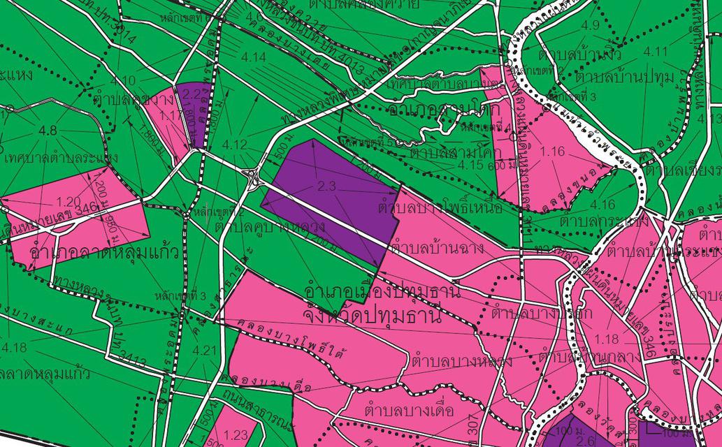 ที่ดินลาดหลุมแก้ว-ปทุมธานี ผังสีม่วง ขนาด  153 ตารางวา  บนถนน 346 (ปทุมธานี-บางเลน) เป็นสี่เหลี่มผืนผ้า 32x19 เมตร สวยๆ 4