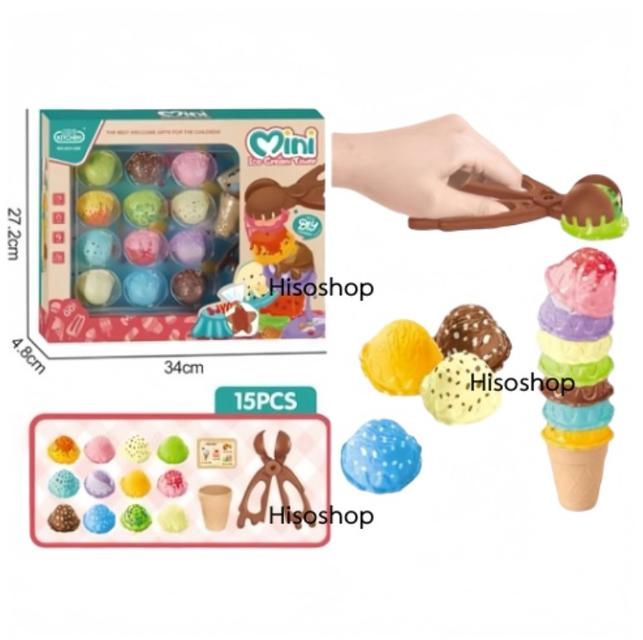 Mini Ice Cream Tower ไอศกรีมทาวเวอร์ 15 ชิ้น เสริมจินตนาการ สีสันสดใส เล่นเพลินได้ทั้งวัน