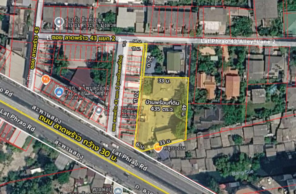 ขายที่ดินพร้อมสิ่งปลูกสร้าง 1 ไร่ 0 งาน 70.4 ตร.ว. ติด ถ.ลาดพร้าว ใกล้ MRT ภาวนา 5