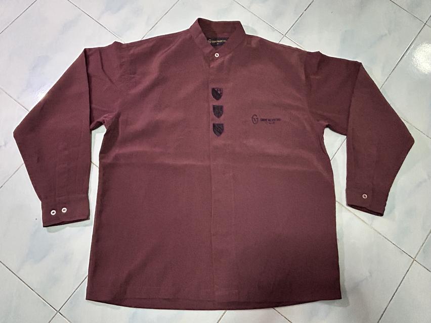 🍷 เสื้อเชิ้ตคอจีนวินเทจ 90s GIANNI VALENTINO Italy - Band Collar Embroidered Shirt แบรนด์เนมแท้