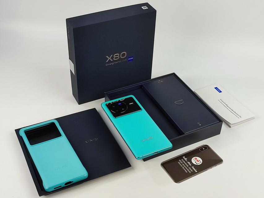 ขาย/แลก Vivo X80 5G 12/256 Urban Blue ศูนย์ไทย ประกันศูนย์ 04/06/2566 สภาพสวยมากๆ แท้ ครบยกกล่อง เพียง 24,500 บาท  1