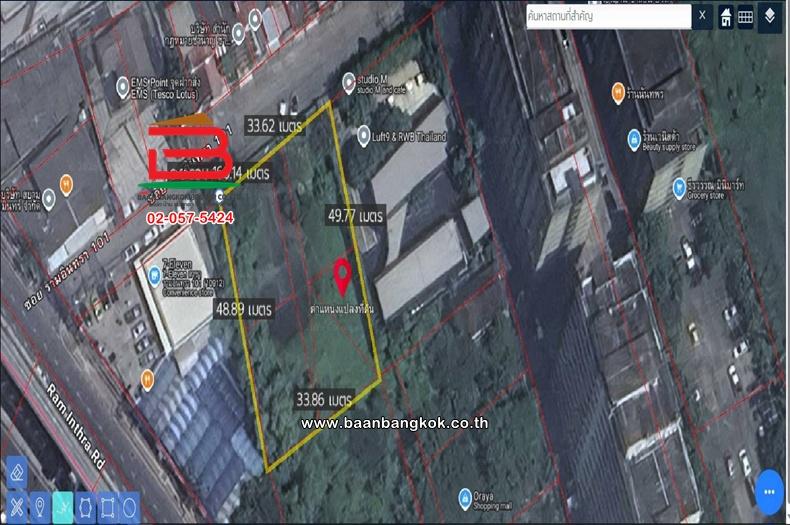 ขาย/เช่า ที่ดินเปล่า เนื้อที่ 396 ตร.ว. ซอยรามอินทรา 101 (ใกล้แฟชั่นไอส์แลนด์) ถนนรามอินทรา แขวงคันนายาว เขตคันนายาว 6