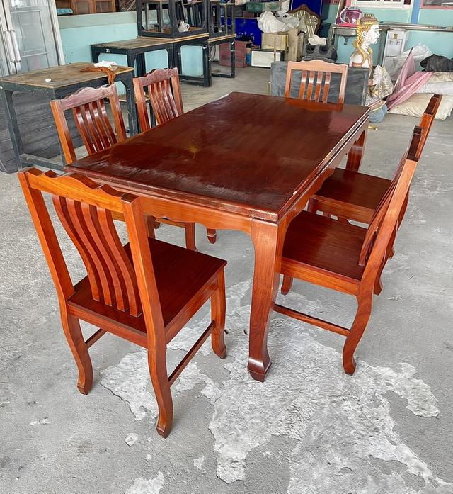 ชุดโต๊ะไม้ประดู่ 6ที่นั่ง โต๊ะไม้ประดู่แผ่นเดียว โต๊ะรับประทานอาหารไม้ประดู่