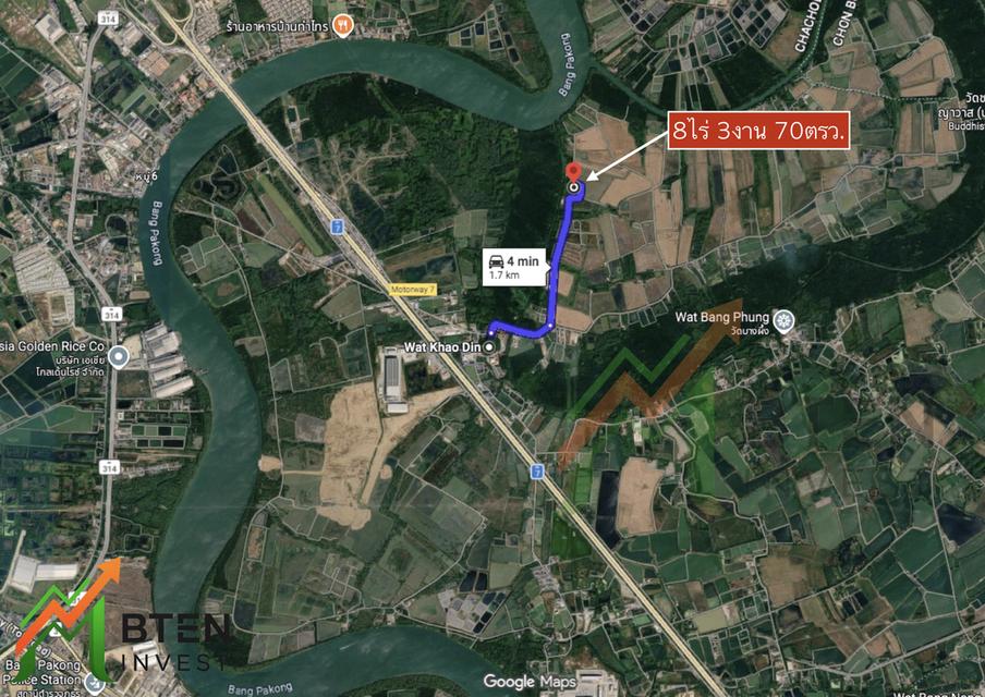 ที่ดินขายด่วน ยกแปลง ทำเลทอง 8 ไร่ 3งาน 70 ตรว 8