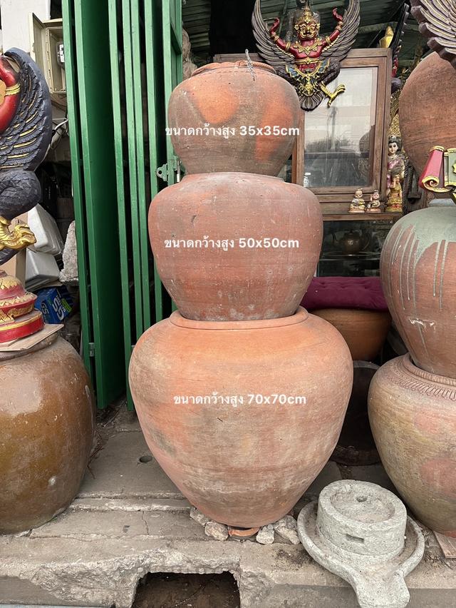 โอ่งแดง ศิลปะอยุธยา ใบใหญ่จัมโบ้ ขนาด70ซม โอ่งดินเผาโบราณ อายุหลัก100ปี รูปที่ 4