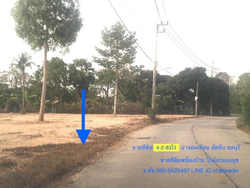 ขายที่ดินเนื้อที่ 4ไร่ 2งาน 83ตรว.ห่างถนนสุขุมวิท 1.8กม.ใกล้สวนนงนุชพัทยา ตำบลนาจอมเทียน สัตหีบ ชลบุรี ที่ดินถมแล้ว ใกล้เขาชีจรรย์ 1