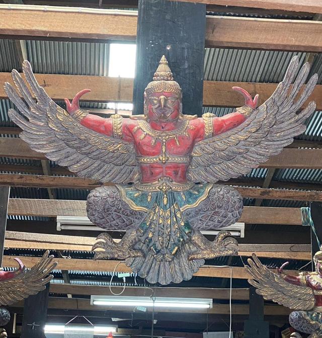 ครุฑไม้สัก ขนาด1เมตร องค์ใหญ่ ครุฑไม้แกะสลัก