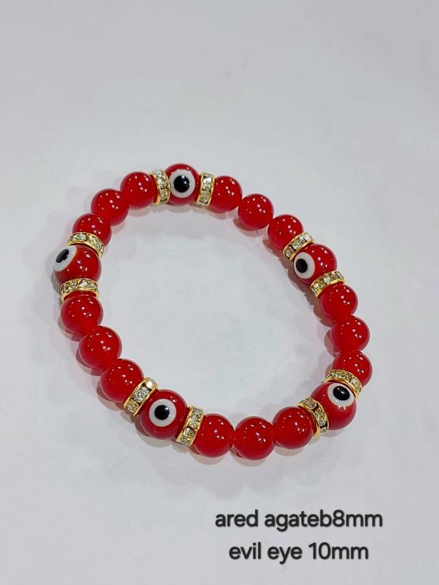 ข้อมิอหินมงคล red agate 8-12 m.gold hematite ยาว 19.5 cm. รูปย่อยที่ 3