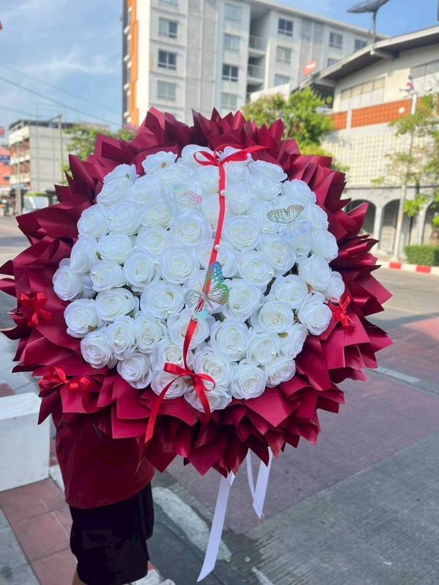 ช่อกุหลาบขาว ดอกไม้ประดิษฐ์ พร้อมส่ง