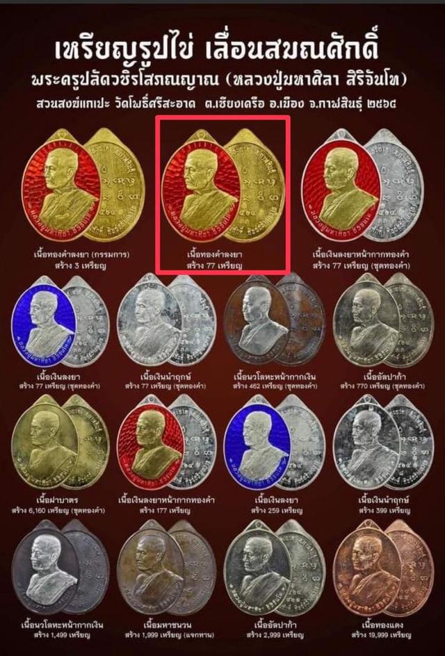 เหรียญเลื่อนสมณศักดิ์หลวงปู่มหาศิลา