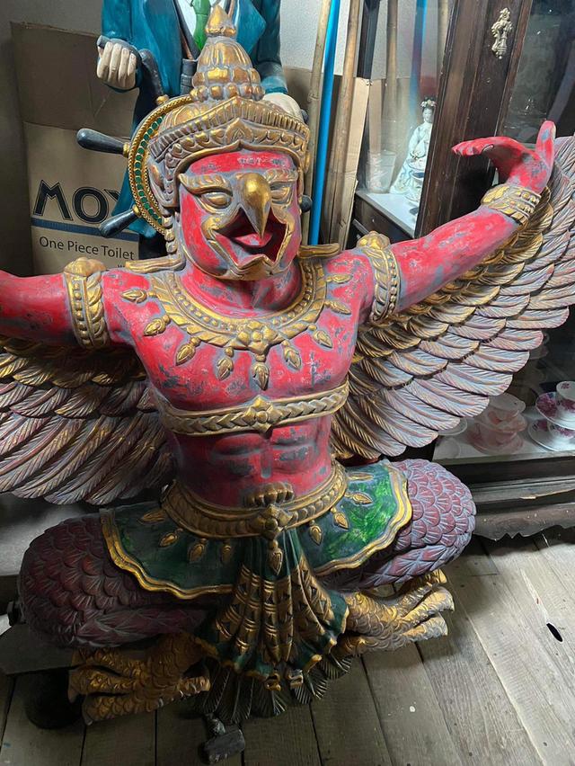 พญาครุฑไม้แกะ ครุฑไม้องค์ใหญ่ ขนาด120ซม