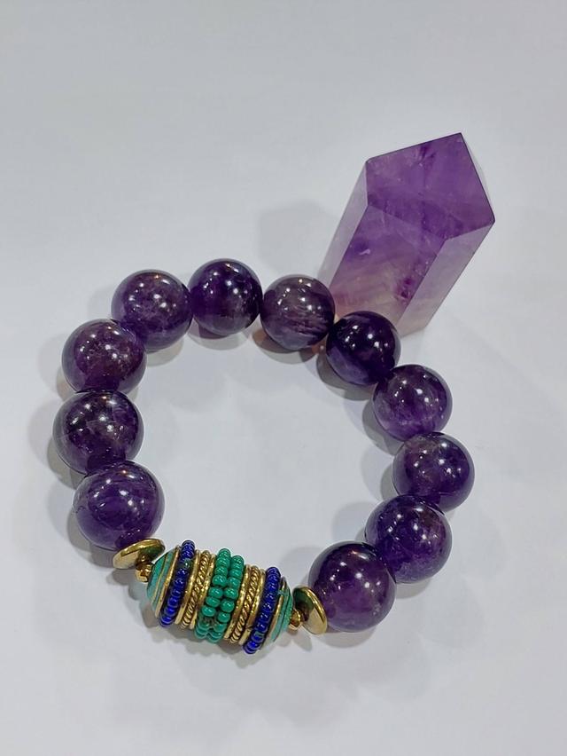 ข้อมือหินมงคล New design ร้อยกับจี้คละแบบ ขนาด14มิล ยาว 19 cm. รูปย่อยที่ 2