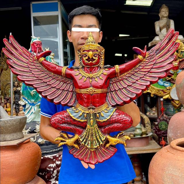 พญาครุฑ ขนาด70ซม ครุฑแขวนผนัง หน้าเทพบุตร