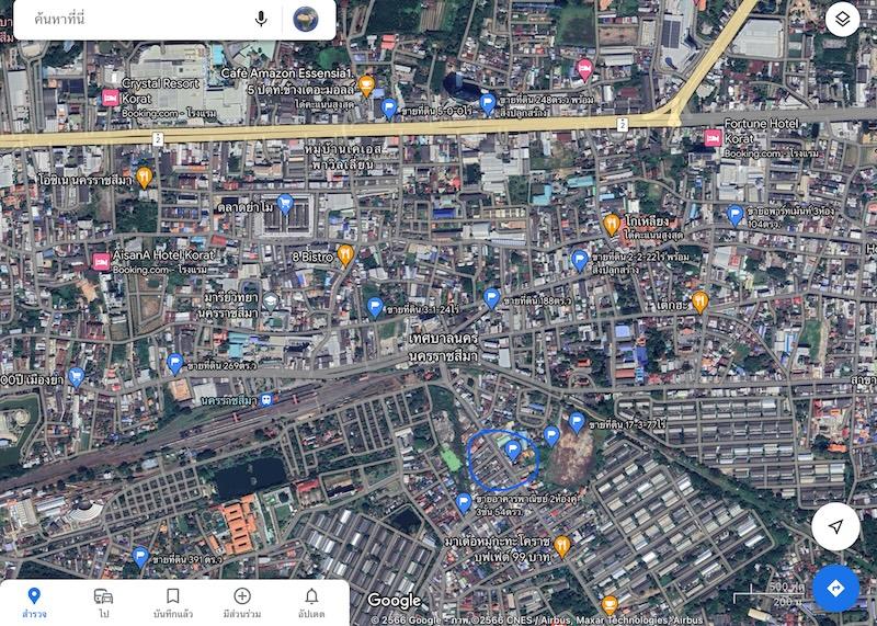 ขายที่ดินติดถนนพิบูลละเอียด ในเมืองโคราช เนื้อที่ 1ไร่ 3งาน ทำเลดีใกล้บุ่งตาหลั่ว ใกล้โรงพยาบาลค่าย ใกล้สถานีรถไฟนครราชสีมา ทำเลเหมาะสร้างโรงแรม 4