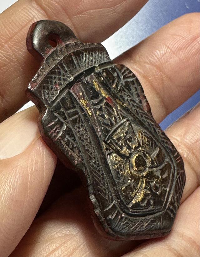 พระราหูอมจันทร์ กะลาแกะ หลังจาร ลงชาด รูปที่ 3