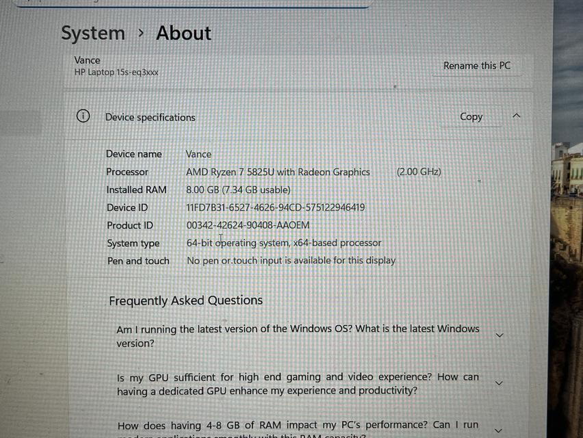Hp 15s Ryzen 7 including accessories  4