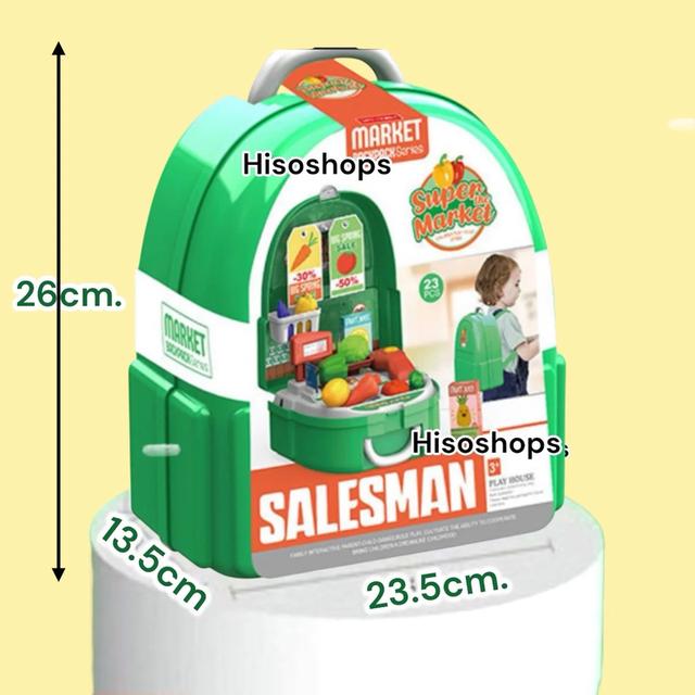 ชุดของเล่น Market Backpack กระเป๋าเป้ sales man เด็กจิ๋ว เสริมสร้างพัฒนาการให้น้อง ๆ ได้ฝึก คิดเลข แยกสี และ รู้จักชื่อผัก ผลไม้ 11