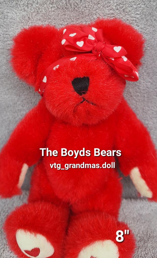ตุ๊กตาหมีบอย The Boyds Bear Huggleby B Bearikind หมีสีแดงสด ขนาด 8นิ้ว