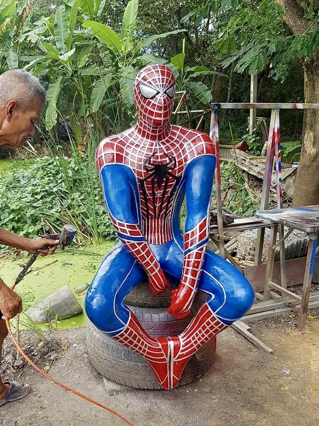 หุ่นฮีโร่สไปเดอร์แมน หุ่นสไปเดอร์แมนไฟเบอร์กลาส ท่าแขวน มือหนึ่ง ขนาดใหญ่