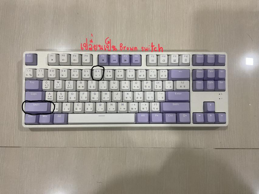 คีย์บอร์ดไร้สาย ใส่ถ่าน Ajazz ak872 สีMountain Mist Red switches เปลี่ยนเป็นbrownบางปุ่ม ประกันหมด สวิตช์บางปุ่มกดไม่ค่อยติด 6