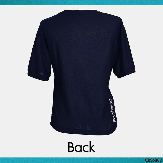 USED Uniqlo - Sheer Navy Blue T-Shirt | เสื้อยืดสีกรมท่า น้ำเงิน เสื้อโอเวอร์ไซส์ ซีทรู แขนสั้น คอกลม สีพื้น แท้ มือสอง