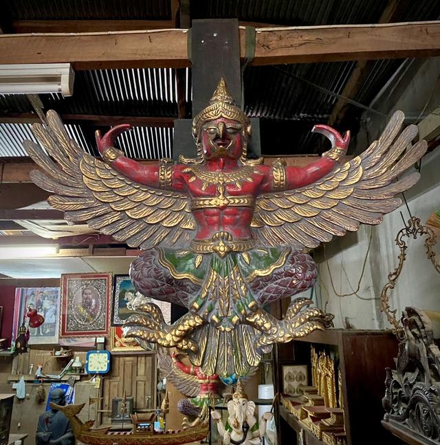 พญาครุฑไม้สัก ครุฑไม้แกะสลัก ขนาด120ซม