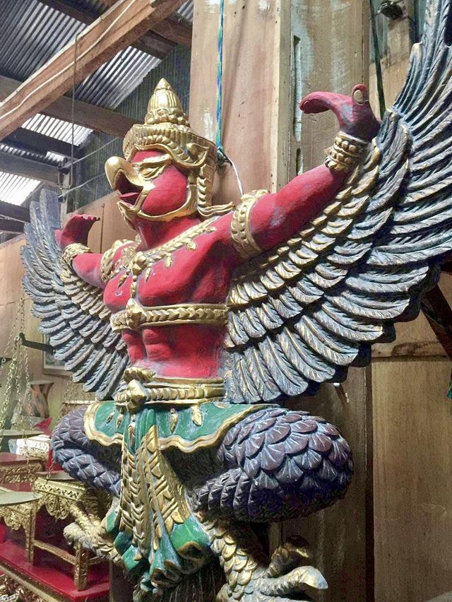 พญาครุฑไม้สัก ขนาด145ซม ครุฑไม้แกะ