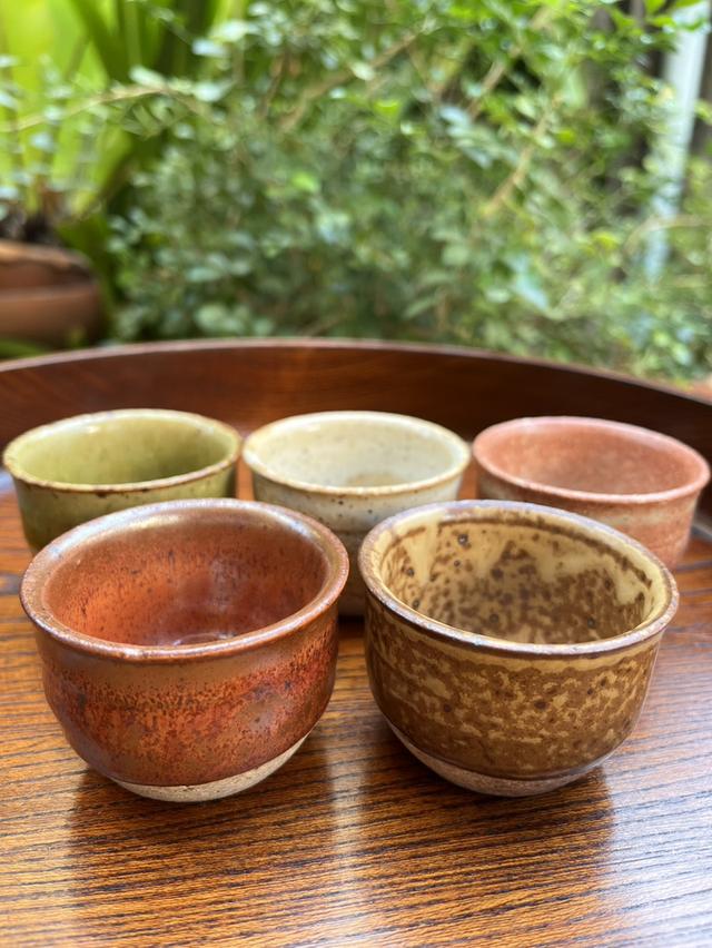 ชุดถ้วยชา/สาเก จำนวน 5 ใบ งานดินเผาทำมือ