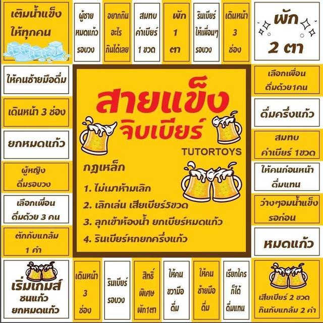เกมส์เศรษฐีวงเหล้า จิบเบียร์01 ขนาด 50×50 เซ็นติเมตร หนา เหนียว กันน้ำ