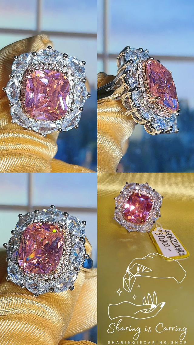 💎 Rare Pink CZ Diamond ✅ Old money style ✅ แหวนเพชร CZ หายาก สไตล์ผู้ดีเก่า ✅ ราคาเต็ม 12,900.- เหลือ 6,450.- 5