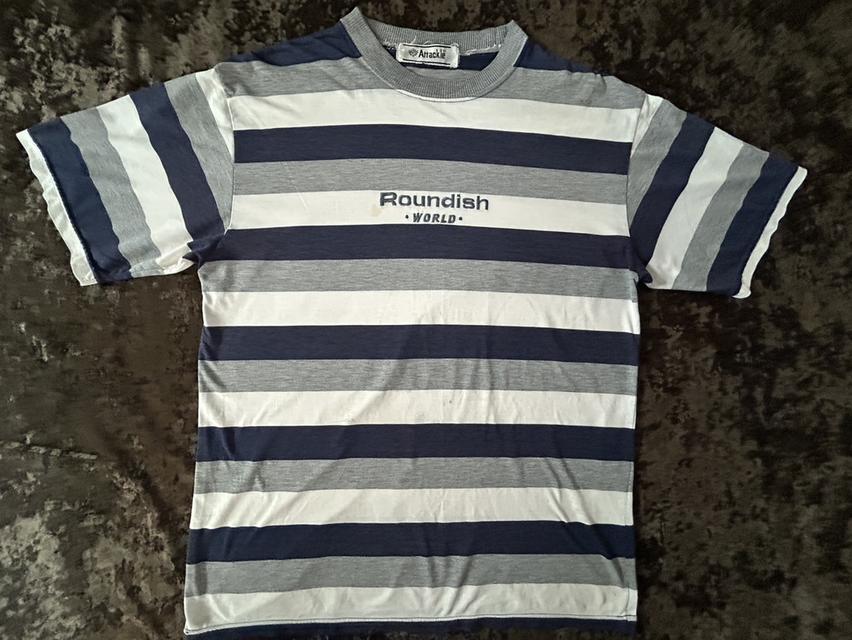 [เปิดขาย] RARE VINTAGE 90s ATTRACKLE "ROUNDISH WORLD" STRIPE TEE🔥