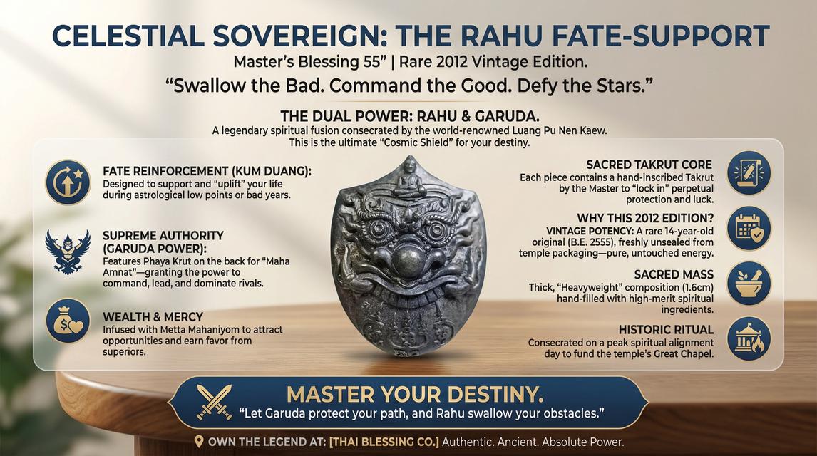 🌑🦅 Celestial Sovereign: The Rahu Fate-Support & Garuda Power Talisman – Master’s Blessing 55 Edition (Luang Pu Nen Kaew) รูปที่ 7