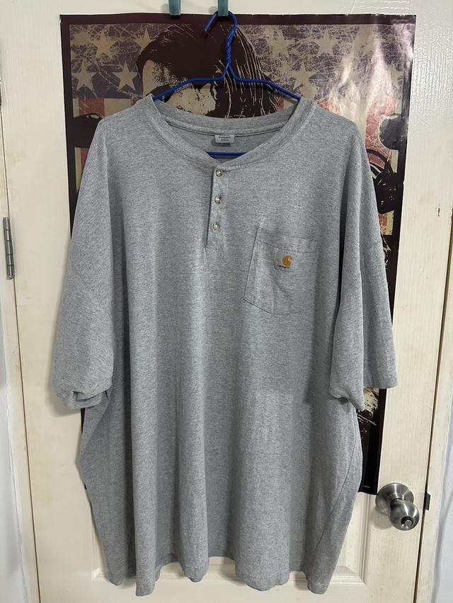 Vintage Carhartt Original Henley Heathered Gray Single Pocket Shirt 5