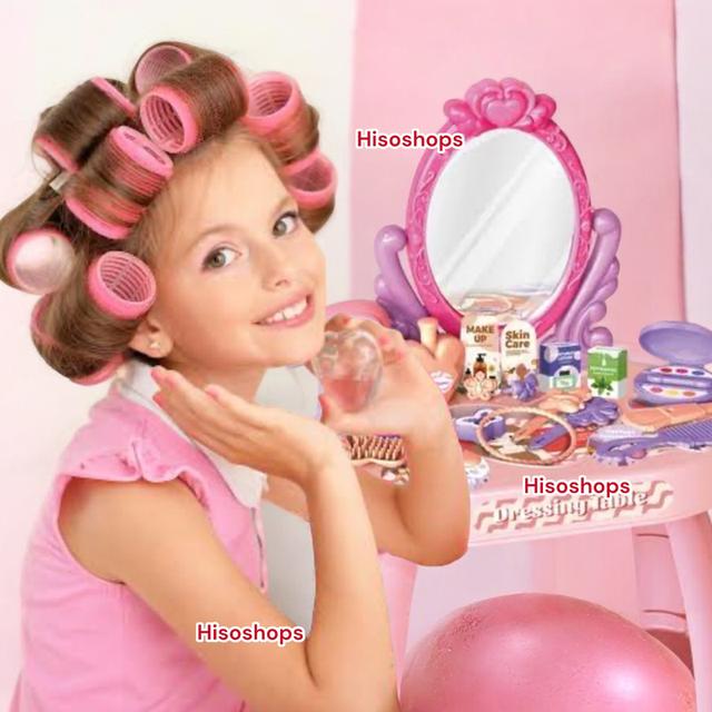 DRESSING TABLE โต๊ะแต่งหน้า โต๊ะเสริมสวยเจ้าหญิง ของเล่นสำหรับเด็กพร้อมอุปกรณ์เสริมสวยสุดแสนจะน่ารัก