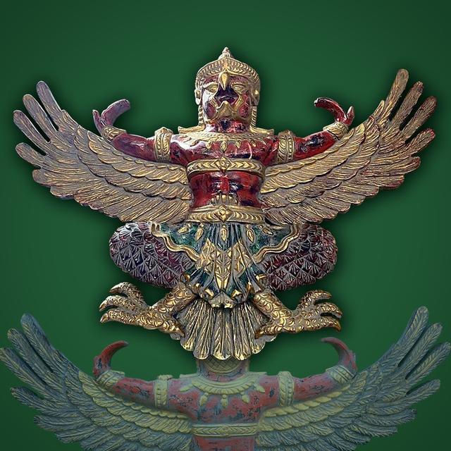 ครุฑไม้สัก องค์ใหญ่ ขนาด1เมตร ครุฑไม้แกะสลัก