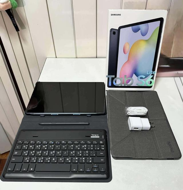 Samsung Tab S6 lite (LTE) ใส่ sim สี Oxford Grey พร้อมเคสคีย์บอร์ด สภาพดี