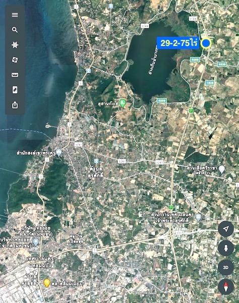 ขายที่ดินติดถนนคู่ขนานมอเตอร์เวย์ ทล.7 เนื้อที่ 29.5ไร่ บางพระ ศรีราชา ชลบุรี ขาเข้ากรุงเทพ ที่ดินหน้ากว้าง 288เมตร ลึก 300เมตร ทำเลดี 7