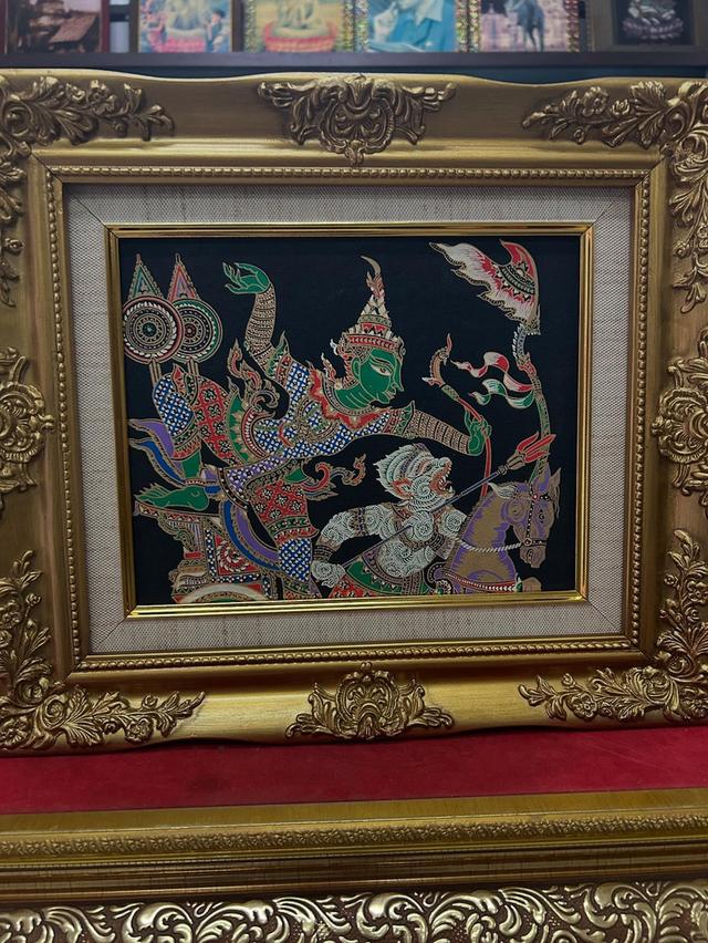 ภาพพระรามทรงรถ พร้อมกรอบไม้เก่า 7