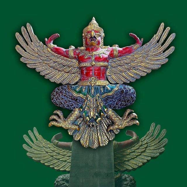 พญาครุฑไม้สัก ขนาด120ซม ครุฑไม้แกะสลัก