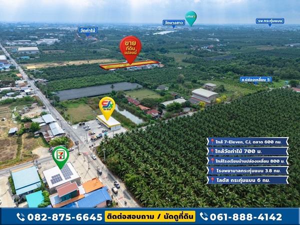 ขายด่วน! ที่ดินใกล้วัดท่าไม้ เริ่ม 700,000 ต่อรองได้ อ.กระทุ่มแบน จ.สมุทรสาคร ทำเลชุมชน โทร 082-8756645 4