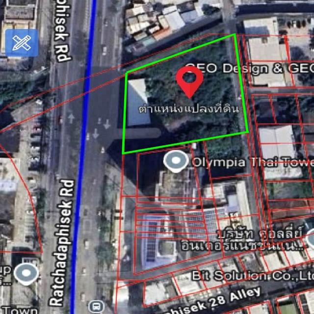 ขายที่ดินพร้อมสิ่งปลูกสร้าง เนื้อที่ 2-2-94.3 ไร่ ติดถนนรัชาภิเษก ห้วยขวาง 8